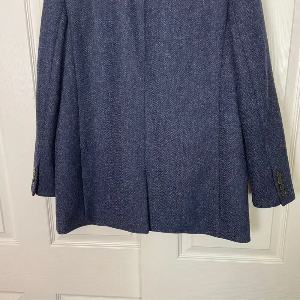J. Crew Alfie Blue Herringbone Blazer English Wool Relaxed Modern Classic Sz 4
